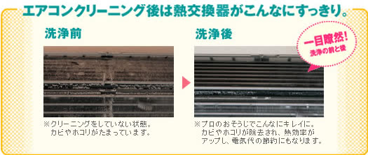 エアコンクリーニング後の熱交換器